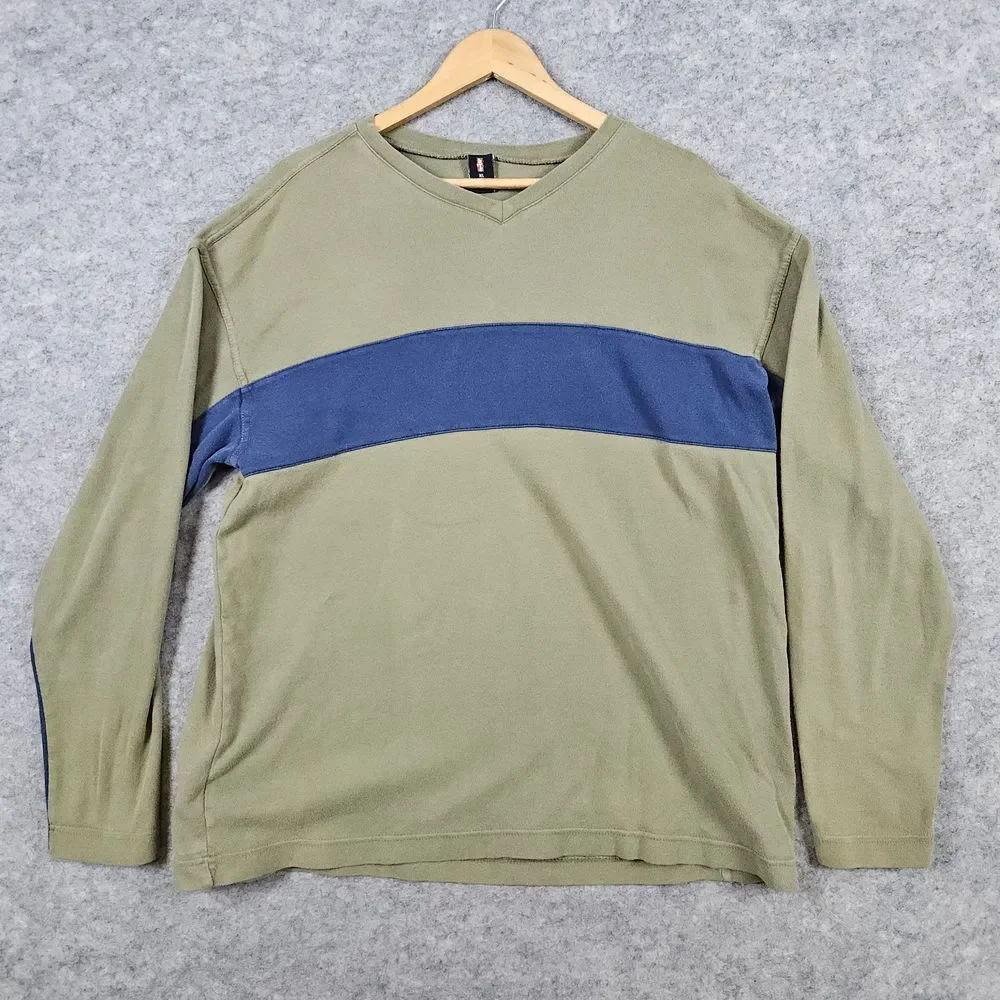 Levi's‎ Men's Long Sleeve Pullover Shirt Size XL 100% Cotton Green & Blue SPOTS